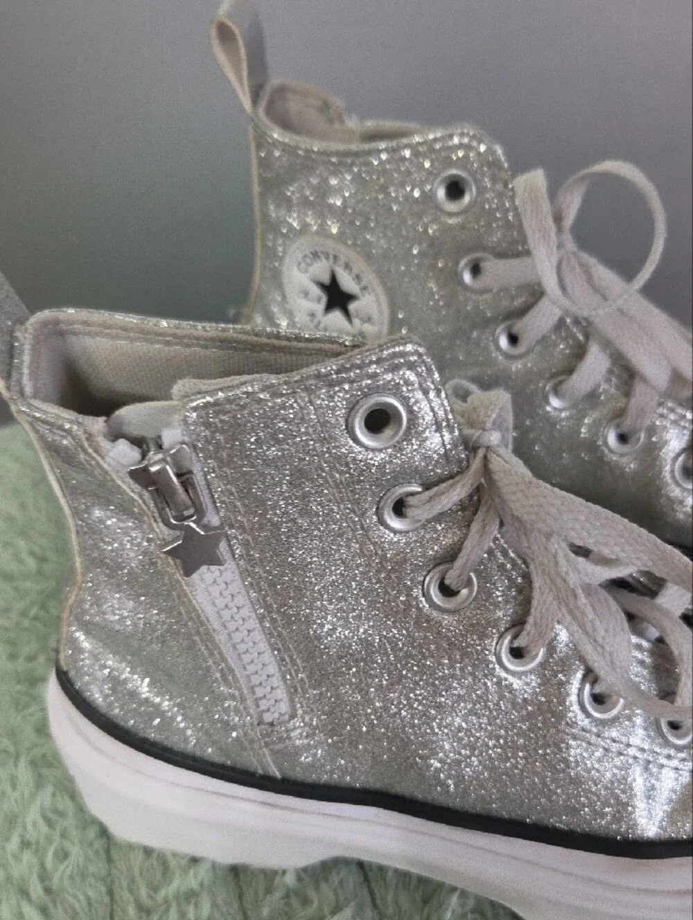 Converse Chuck Taylor All Star Lugged Lift Platform Glitter Canvas High Top Sz 3